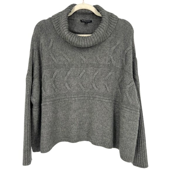 Eileen Fisher Alpaca Silk Cable Knit Turtleneck Sweater Gray Size PM - Picture 1 of 12